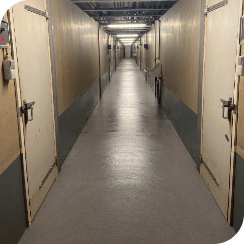 Epoxy wandcoating varkenshouderij centrale gang